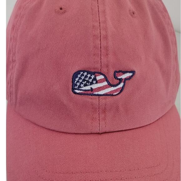 Vinyard Vines Hat Adjustable Pink Baseball Hat Preppy Flag Whale Hat Fun Casual - Picture 2 of 8